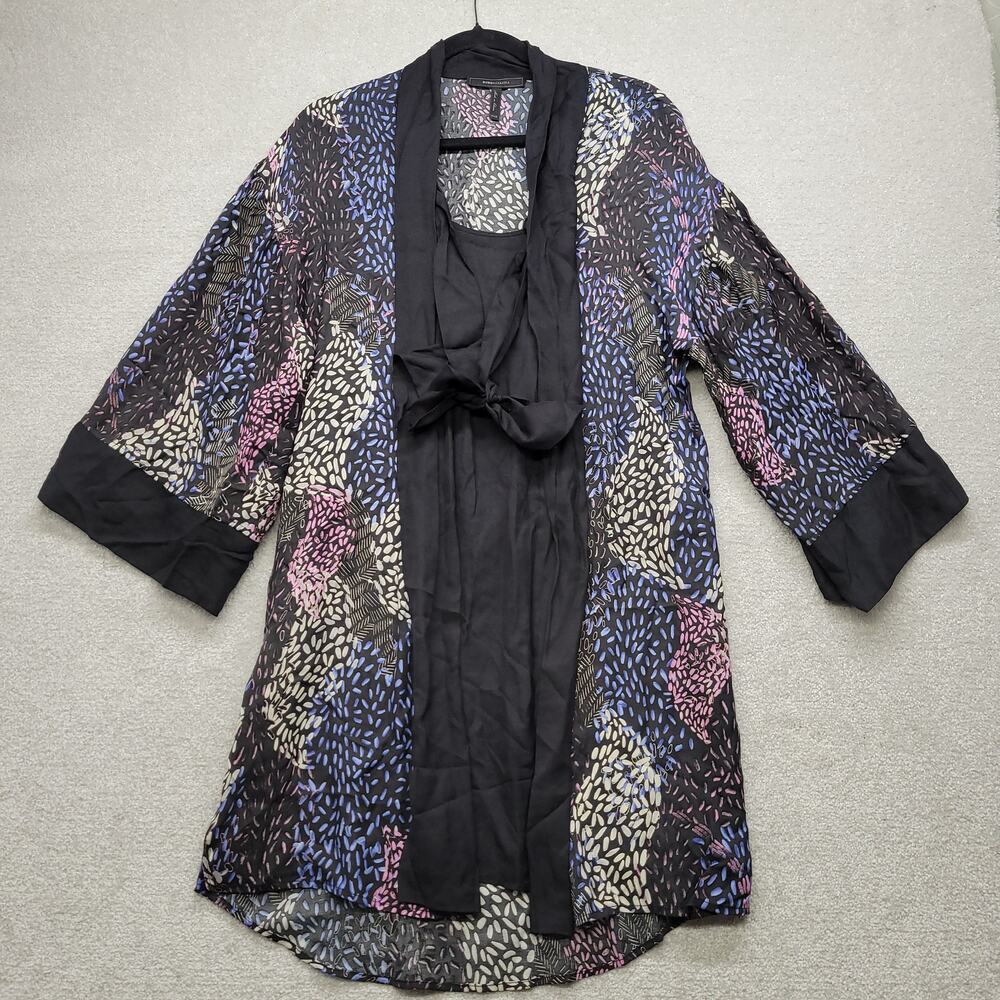 BCBGMAXAZRIA Kimono Cardigan Women's XXS Open Front Sheer Floral